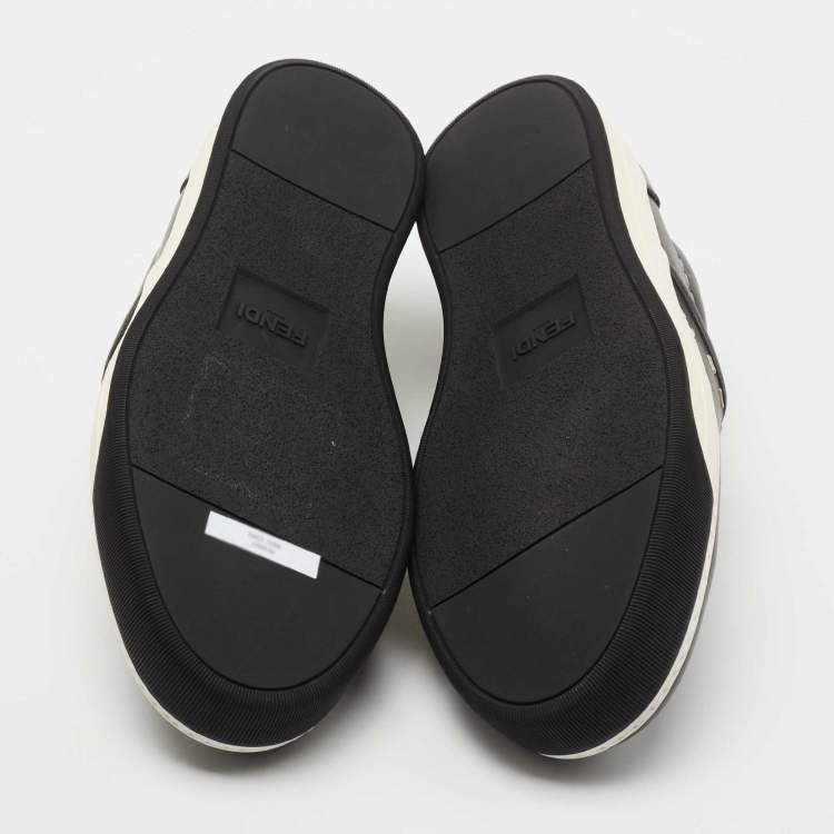 Pre Owned Fendi Black Leather Slip On Sneakers Size 44