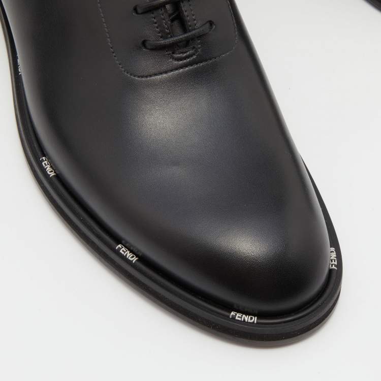 Pre Owned Fendi Black Leather Lace Up Oxford Size 42.5