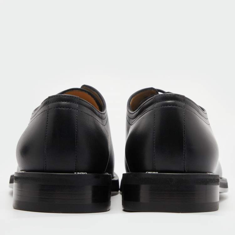 Pre Owned Fendi Black Leather Lace Up Oxford Size 42.5