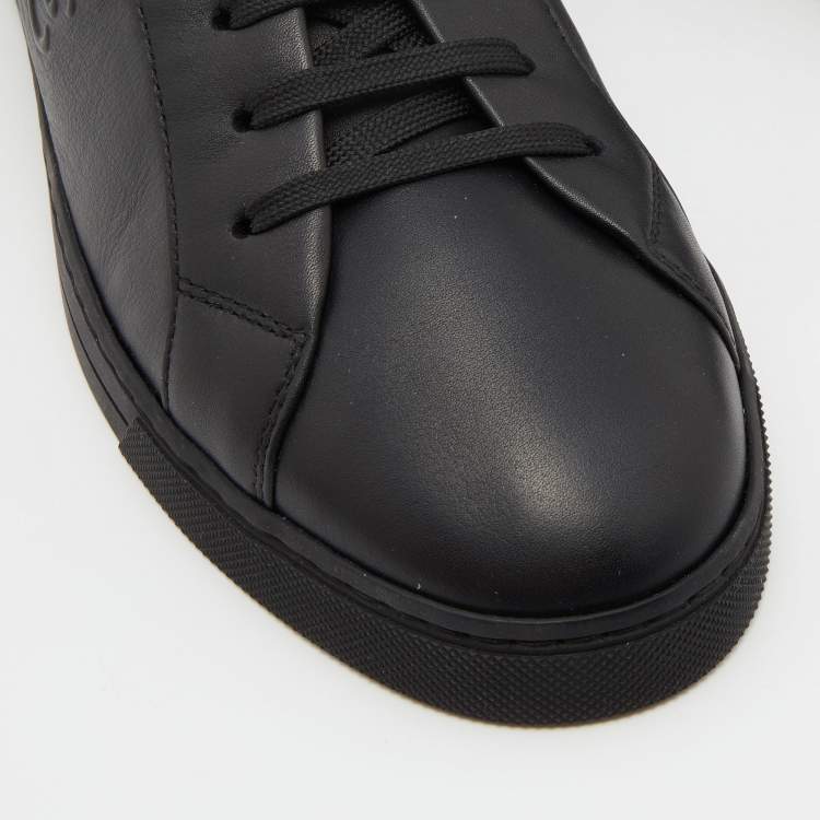 Pre Owned Fendi Black Leather Low Top Sneakers Size 41.5