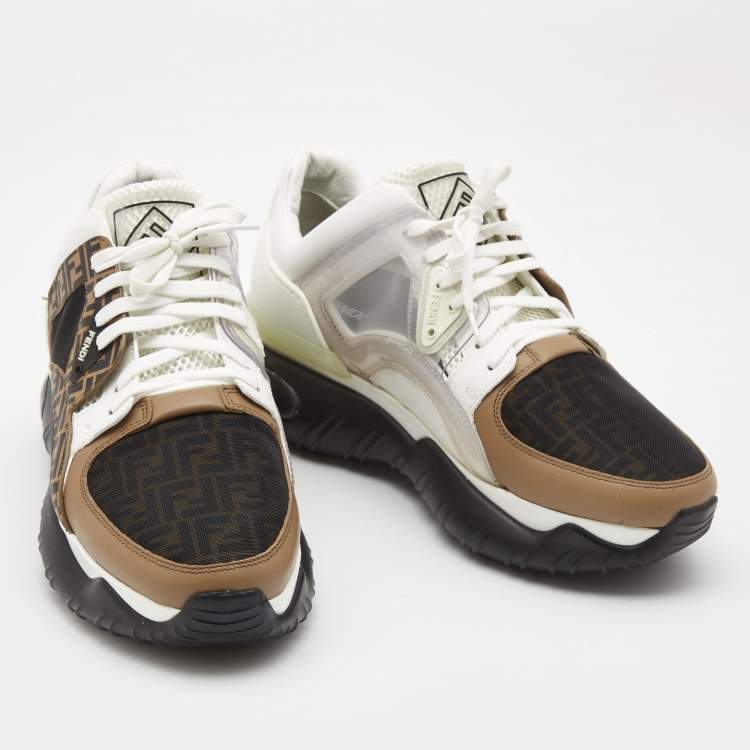Pre Owned Fendi Multicolor Mesh and Leather Forever Fendi  Low Top Sneakers Size 41