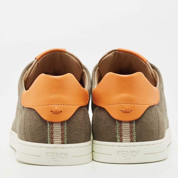 Pre Owned Fendi Tricolour Leather and FF Canvas Low Top Sneakers Size 42