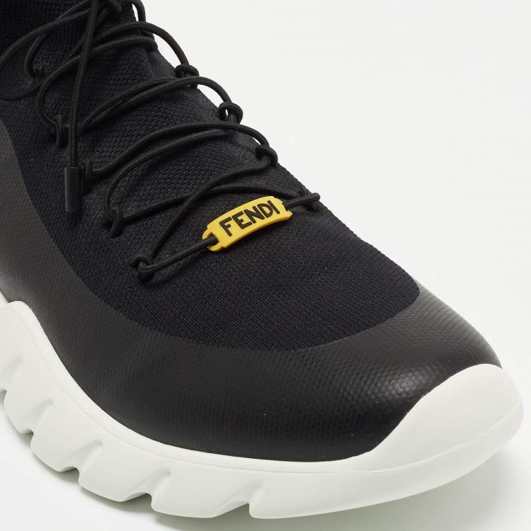 Pre Owned Fendi Black Canvas and Leather Low Top Sneakers Size 41