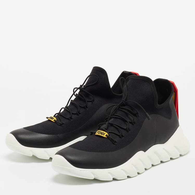 Pre Owned Fendi Black Canvas and Leather Low Top Sneakers Size 41