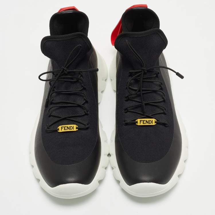 Pre Owned Fendi Black Canvas and Leather Low Top Sneakers Size 41