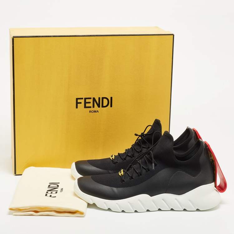 Pre Owned Fendi Black Canvas and Leather Low Top Sneakers Size 41