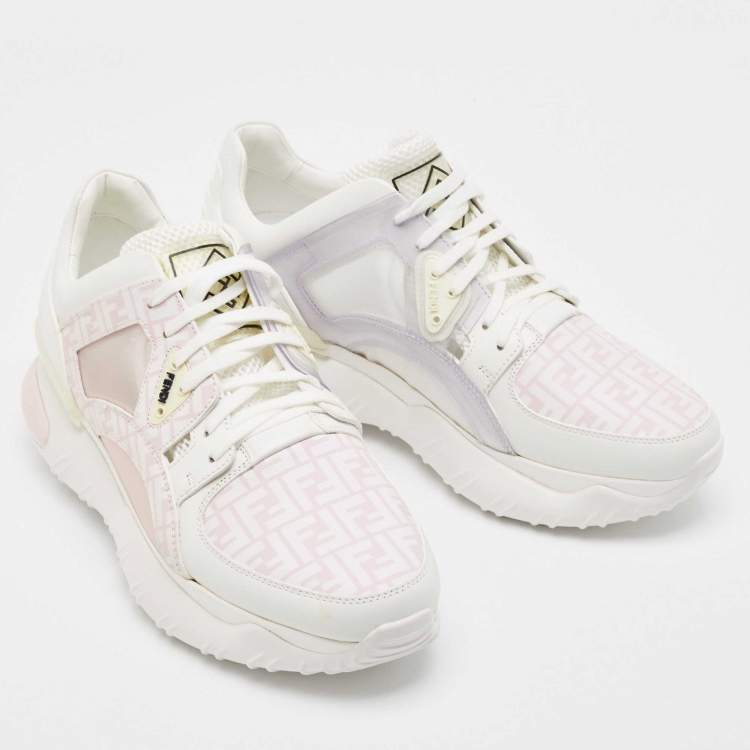 Pre Owned Fendi Multicolor Mesh and Leather Forever Fendi Low Top Sneakers Size 42 