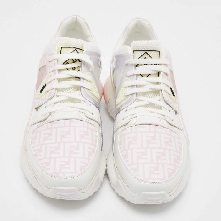 Pre Owned Fendi Multicolor Mesh and Leather Forever Fendi Low Top Sneakers Size 42 