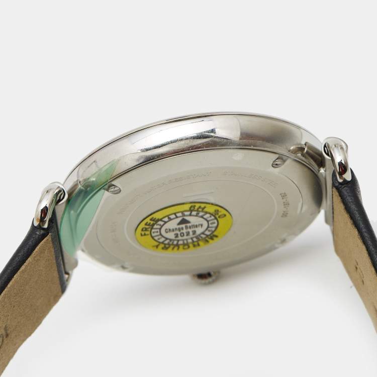 Pre Owned Fendi Black Stainless Steel Leather Palazzo F137060201 Men's Wristwatch 41 mm