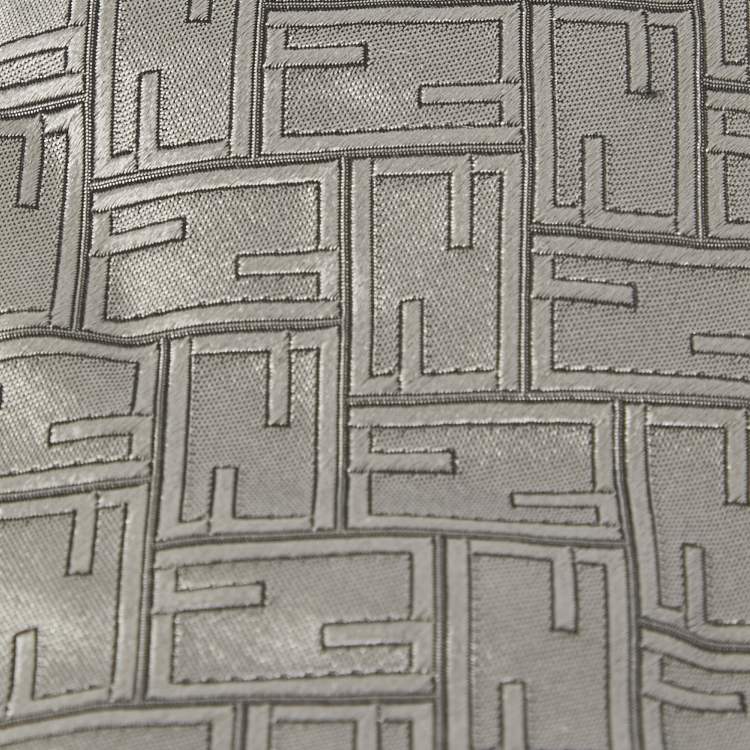Pre Owned Fendi Grey Zucca Jacquard Silk Traditional Tie