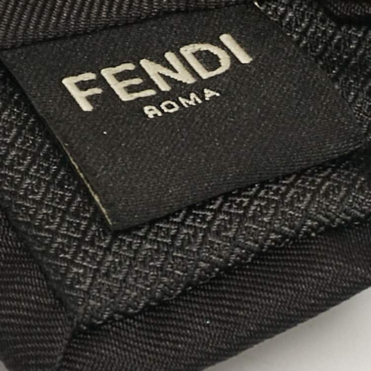 Pre Owned Fendi Black Monster Eye Embellished Silk Tie