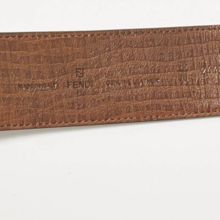 Pre Owned Fendi Tobacco Zucca Coated Canvas FF Buckle Belt 95 CM