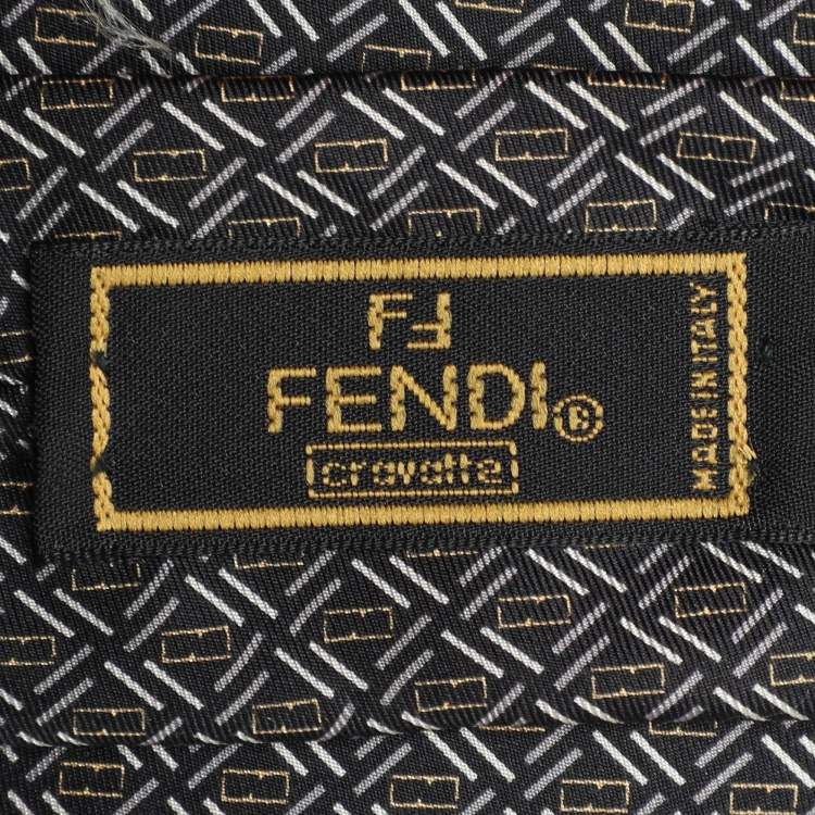Pre Owned Fendi Brown FF Patterned Silk Tie