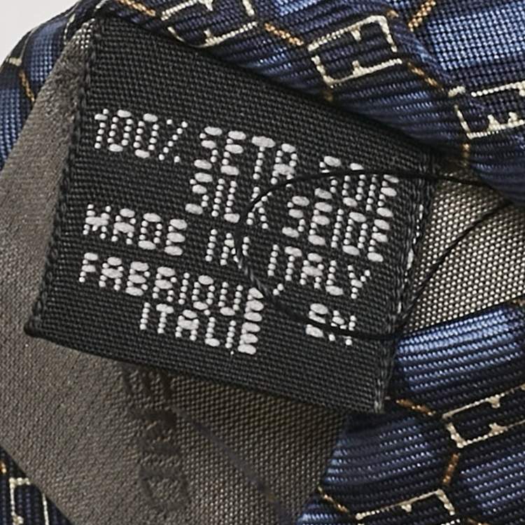 Pre Owned Fendi Navy Blue Printed Silk Tie