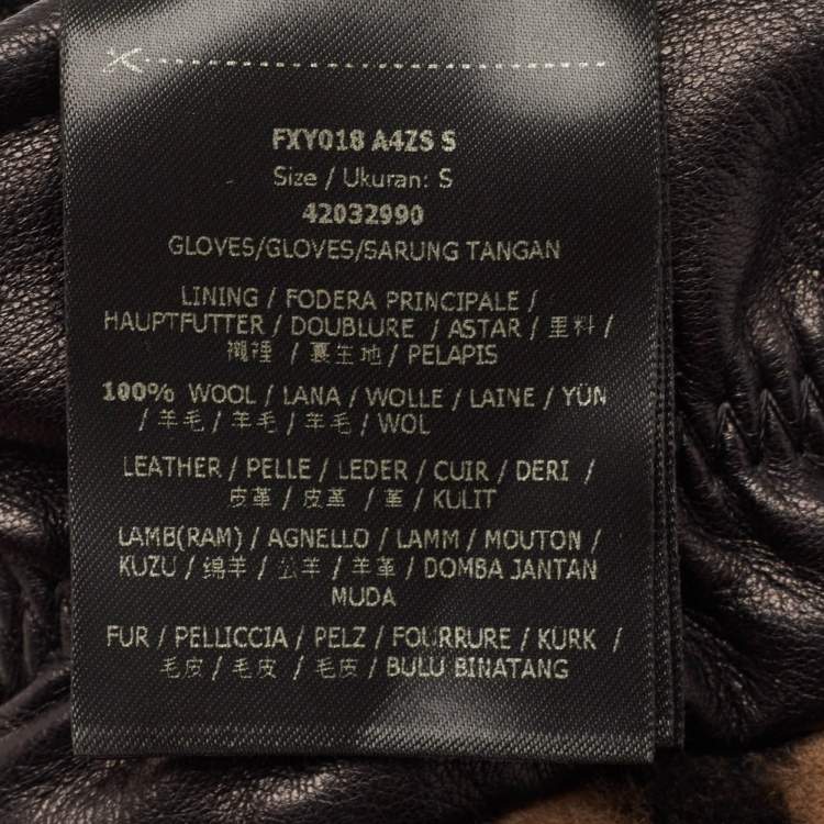 Pre Owned Fendi Brown FF Shearling and Leather Gloves 
