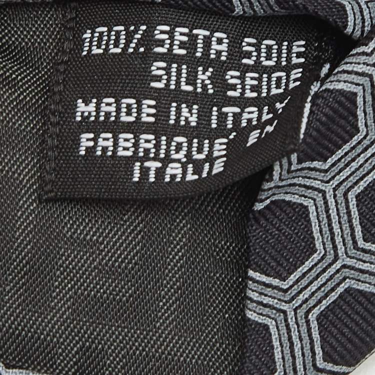 Pre Owned Fendi Grey Honeycomb Patterned Silk Tie