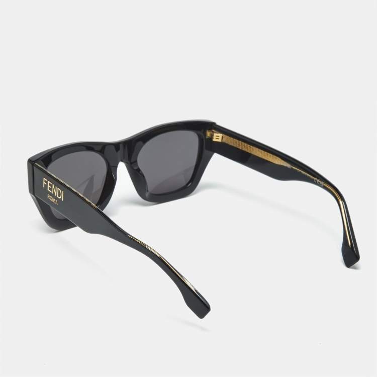 Pre Owned Fendi Black FE 401001 Square Sunglasses