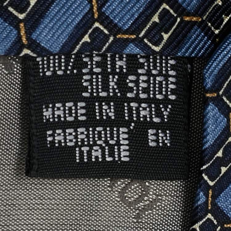 Pre Owned Fendi Blue Printed Silk Traditional Tie 