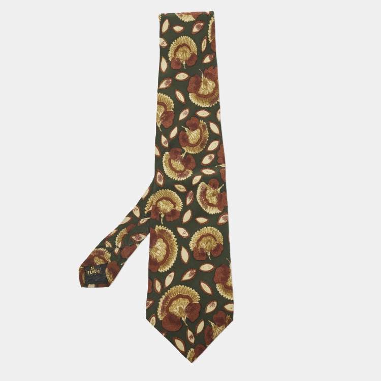 Pre Owned Fendi Vintage Print Silk Traditional Tie