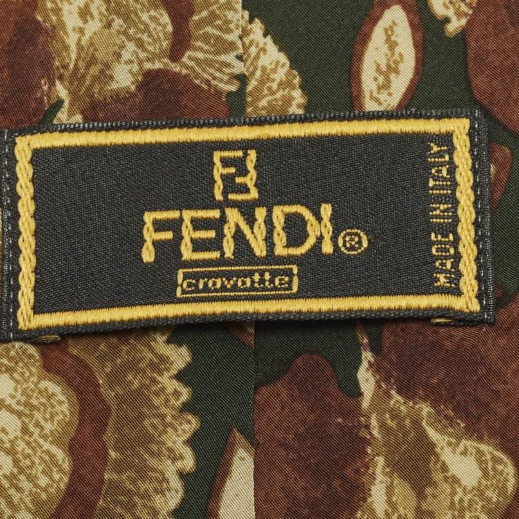 Pre Owned Fendi Vintage Print Silk Traditional Tie