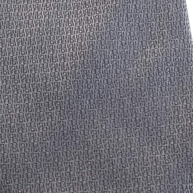 Pre Owned Fendi Grey Micro Logo Patterned Silk Tie