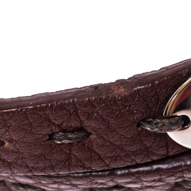 مملو�كة مسبقًا Fendi Selleria Brown Leather Silver Tone Double Wrap Bracelet