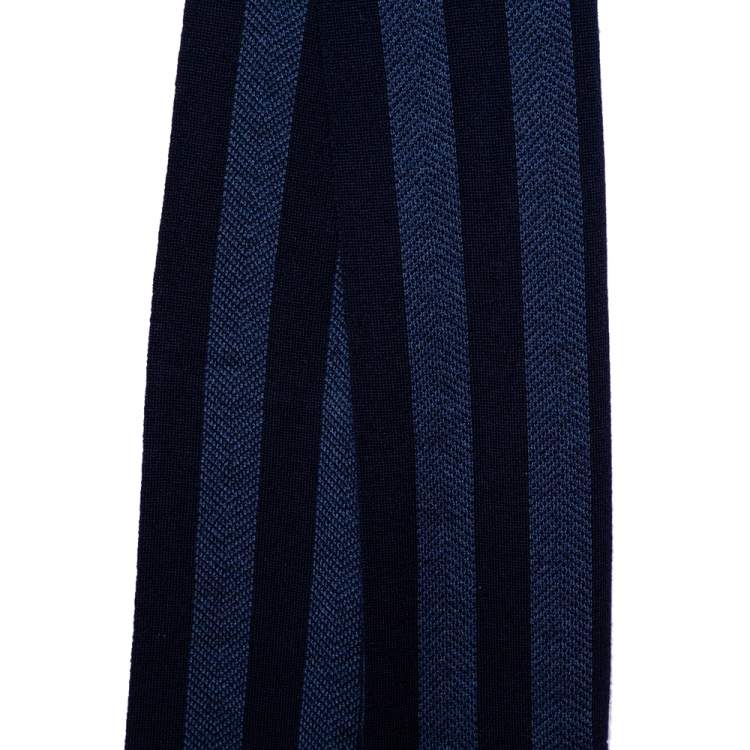 Pre Owned Fendi Blue Striped Wool Stole