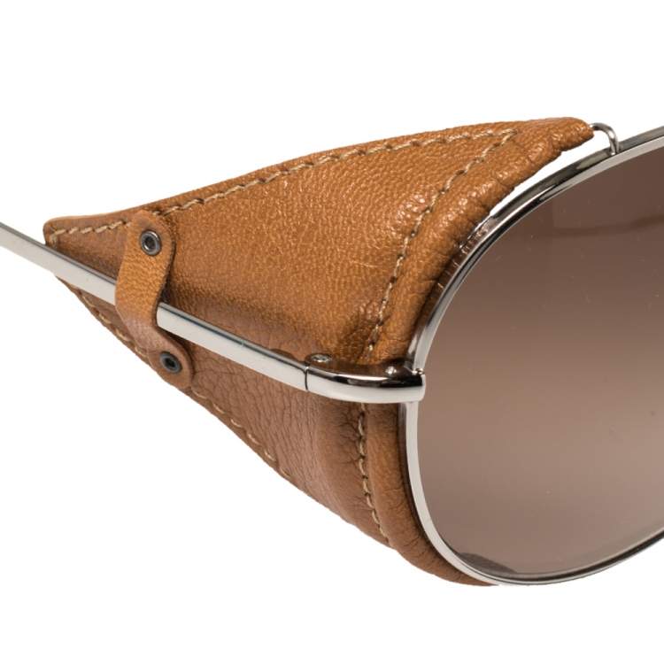 Pre Owned Fendi Brown/Black Gradient FS5215L Aviator Sunglasses