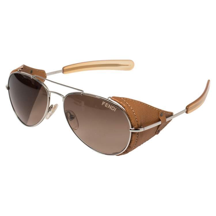 Pre Owned Fendi Brown/Black Gradient FS5215L Aviator Sunglasses