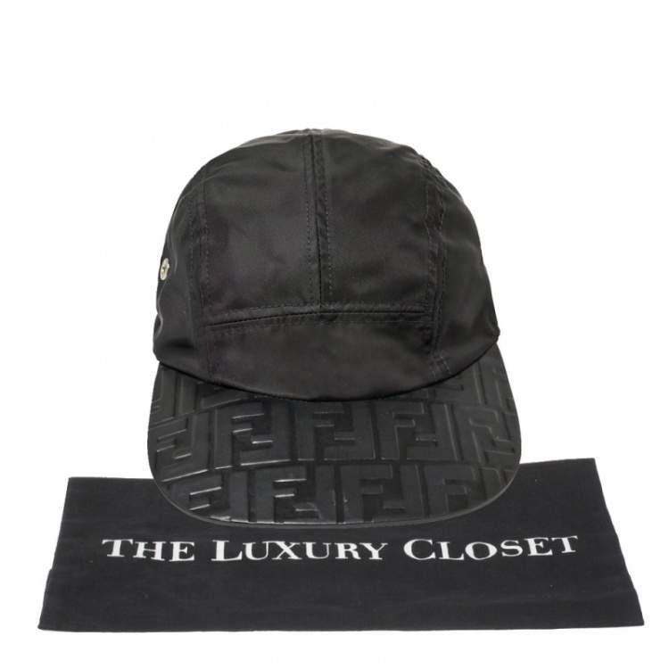 Pre Owned Fendi Black FF Logo Embossed Baseball Cap One Size