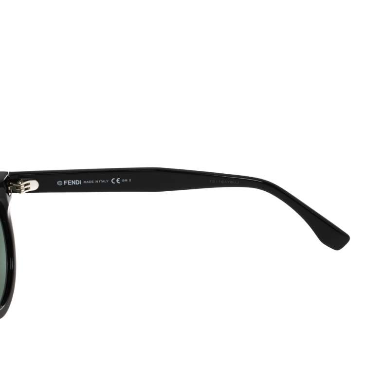 Pre Owned Fendi Black/Green FF 0214/S Round Sunglasses