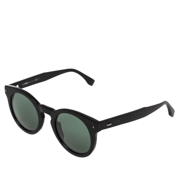 Pre Owned Fendi Black/Green FF 0214/S Round Sunglasses