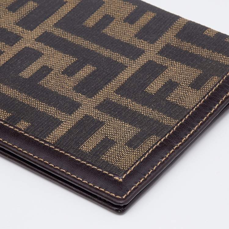 Pre Owned Fendi Brown Zucca Canvas and Leather Passport Holder