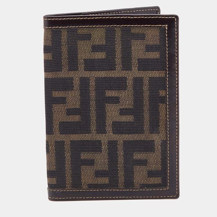Pre Owned Fendi Brown Zucca Canvas and Leather Passport Holder
