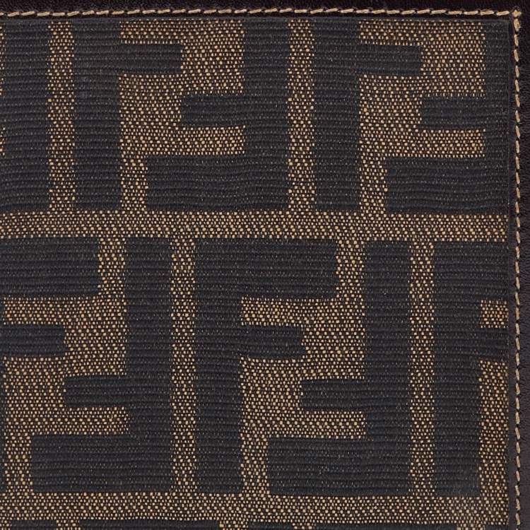 Pre Owned Fendi Brown Zucca Canvas and Leather Passport Holder
