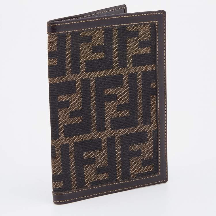 Pre Owned Fendi Brown Zucca Canvas and Leather Passport Holder