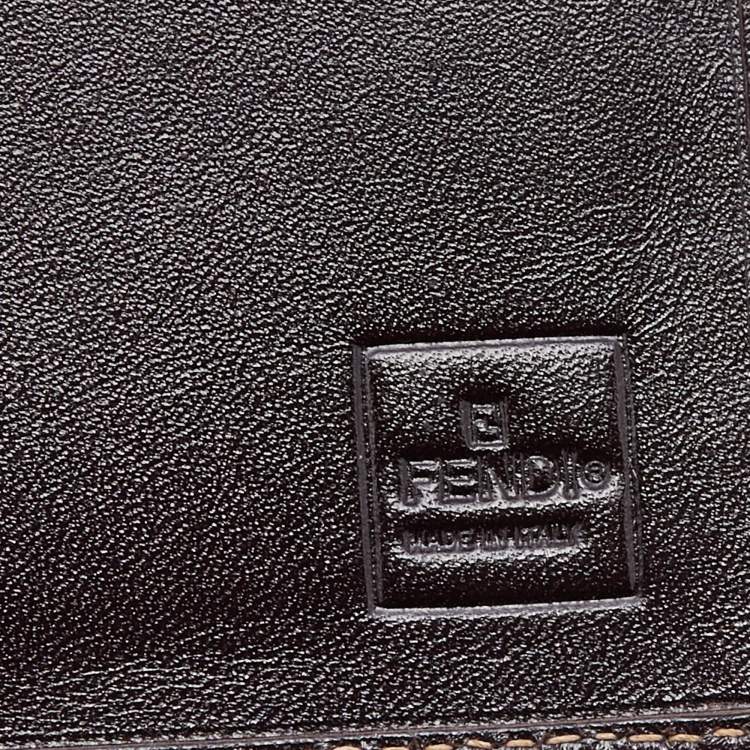 Pre Owned Fendi Brown Zucca Canvas and Leather Passport Holder