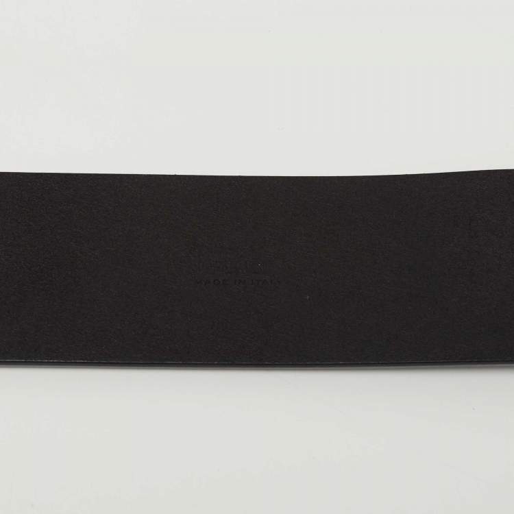 Pre Owned Fendi Black Leather FF Buckle Belt 90CM