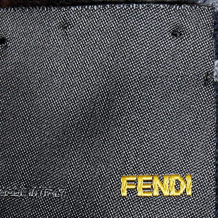 Pre Owned Fendi Black & Blue Zucca Monogram Wool Knit Stole