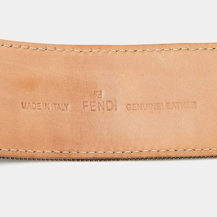 Pre Owned Fendi Tobacco Zucca Canvas FF Buckle Belt 100CM