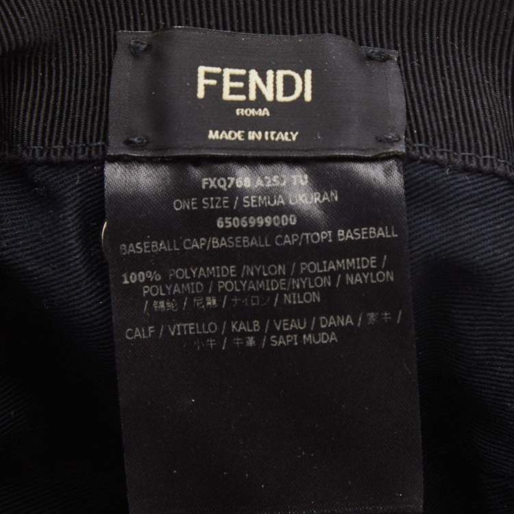 Pre Owned Fendi Black FF Logo Embossed Baseball Cap One Size