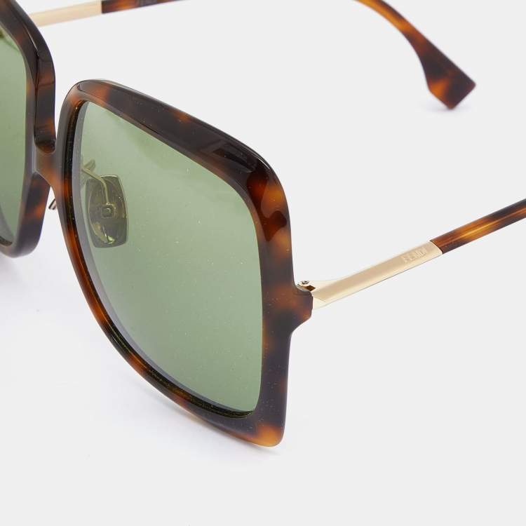 Pre Owned Fendi Brown Havana/Grey FF 0429/S Square Sunglasses