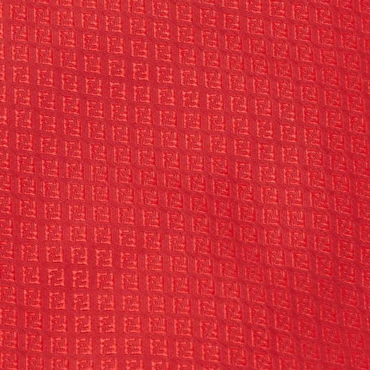 Pre Owned Fendi Red FF Patterned Silk Tie