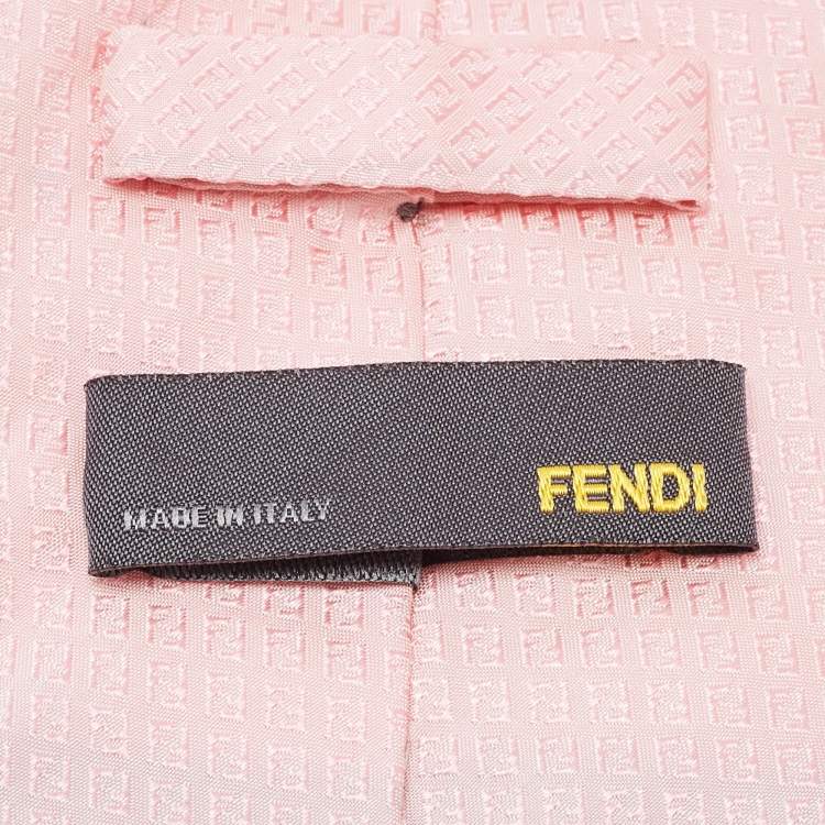Pre Owned Fendi Light Pink FF Patterned Silk Tie