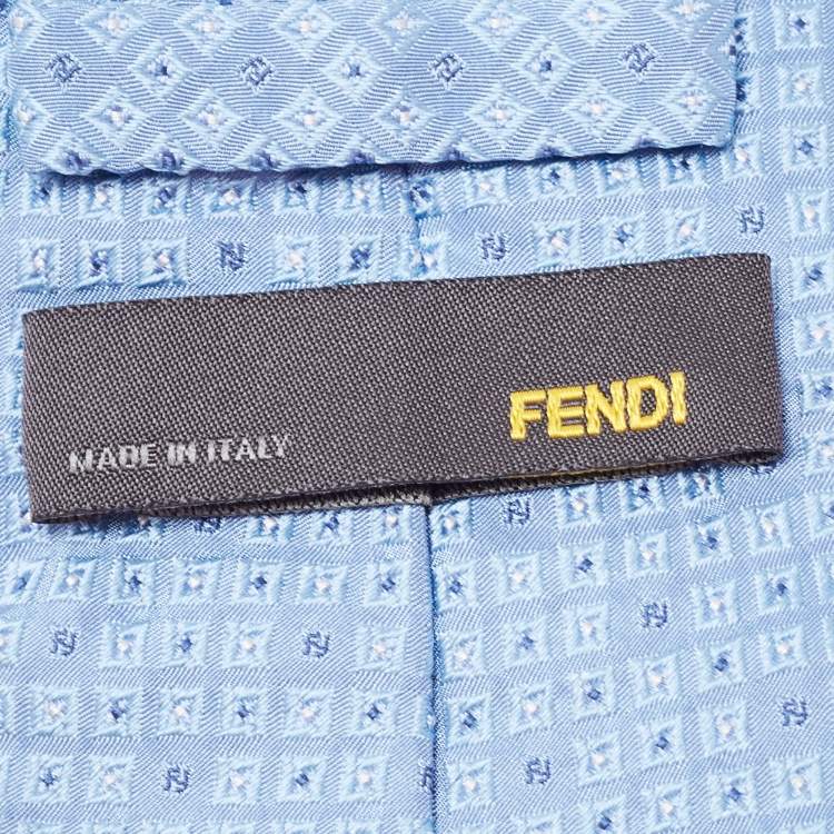 Pre Owned Fendi Blue Patterned Silk Tie