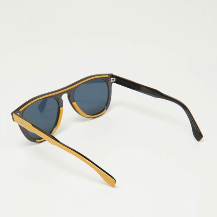 Pre Owned Fendi Black & Yellow/Blue FF M0092/S Wayfarer Sunglasses