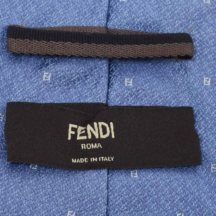 Pre Owned Fendi Blue FF Pattern Silk Tie