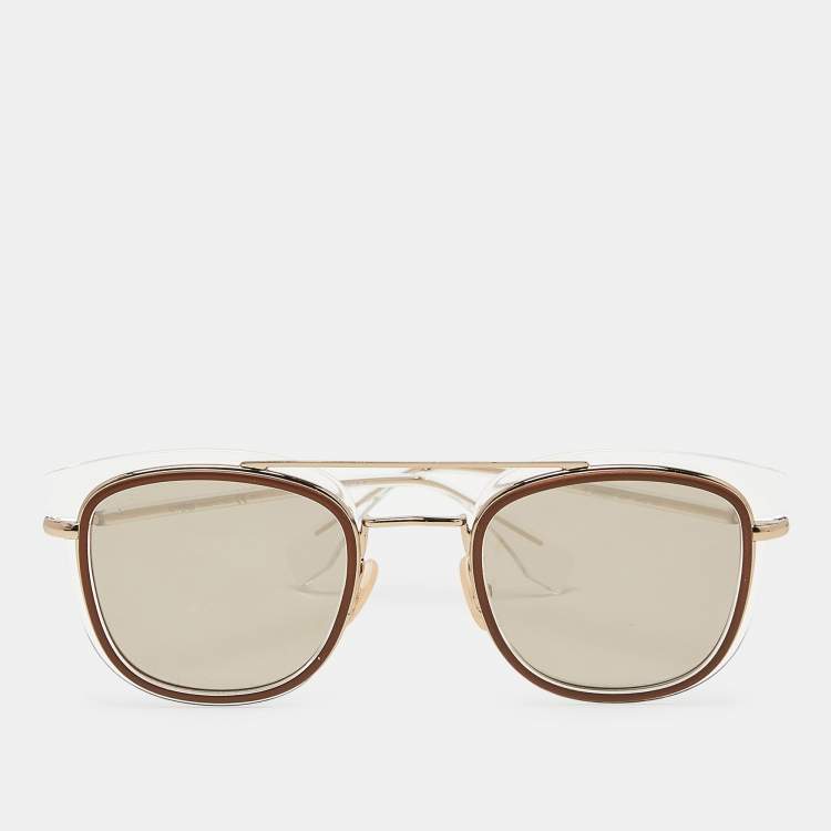 Pre Owned Fendi Gold Tone/Brown Mirrored M0060/S Oval Sunglasses