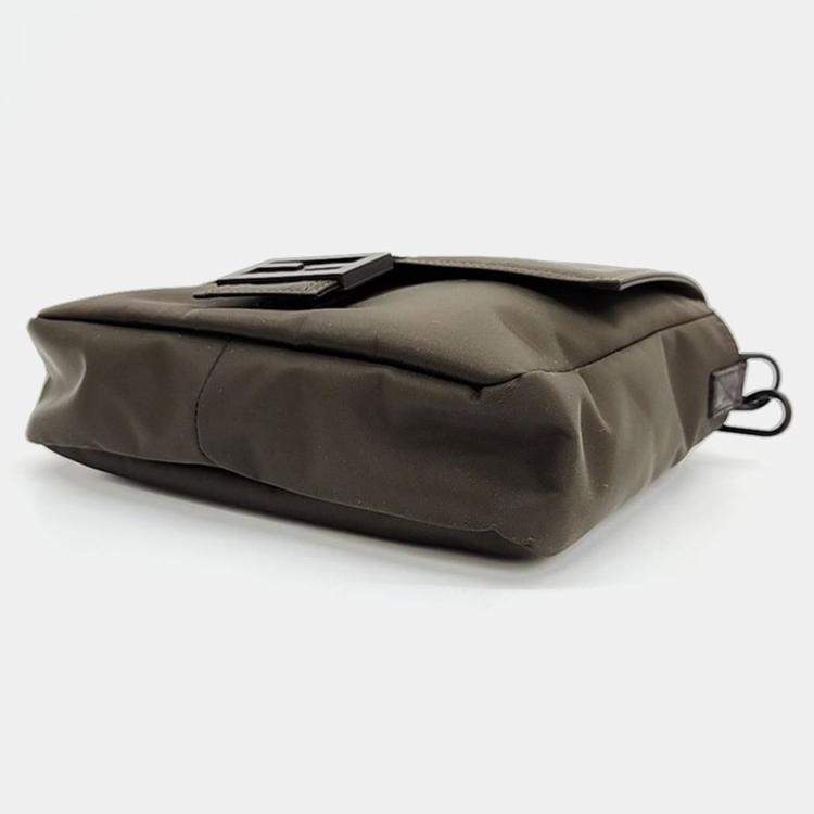 Pre Owned Fendi Brown Canvas Baguette Medium Messenger Bag 