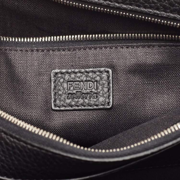 Pre Owned Fendi Black Selleria Leather Wristlet Clutch